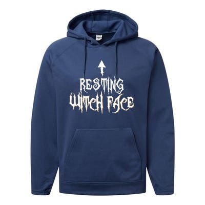 Resting Witch Face Halloween Funny Arrow Gift Performance Fleece Hoodie