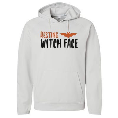 Resting Witch Face Halloween Funny Cute Gift Performance Fleece Hoodie