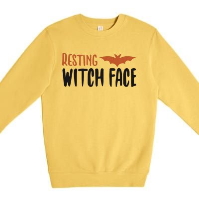 Resting Witch Face Halloween Funny Cute Gift Premium Crewneck Sweatshirt