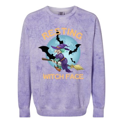 Resting Witch Face Fun Halloween Gift Colorblast Crewneck Sweatshirt