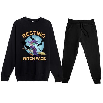 Resting Witch Face Fun Halloween Gift Premium Crewneck Sweatsuit Set