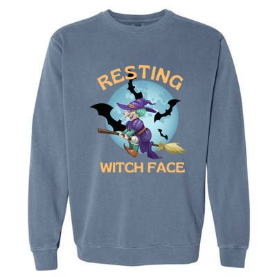 Resting Witch Face Fun Halloween Gift Garment-Dyed Sweatshirt