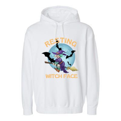 Resting Witch Face Fun Halloween Gift Garment-Dyed Fleece Hoodie