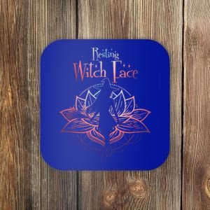 Resting Witch Face Halloween Lotus Flower For Yogi Witch Funny Gift Coaster