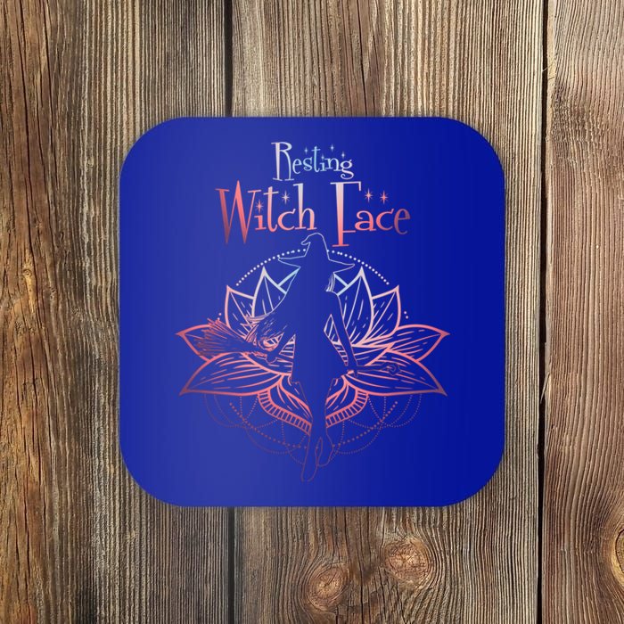 Resting Witch Face Halloween Lotus Flower For Yogi Witch Funny Gift Coaster