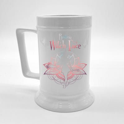 Resting Witch Face Halloween Lotus Flower For Yogi Witch Funny Gift Beer Stein