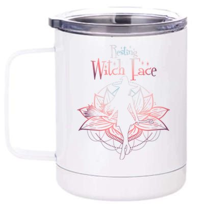 Resting Witch Face Halloween Lotus Flower For Yogi Witch Funny Gift 12 oz Stainless Steel Tumbler Cup