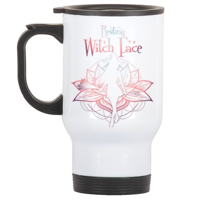 Resting Witch Face Halloween Lotus Flower For Yogi Witch Funny Gift Stainless Steel Travel Mug