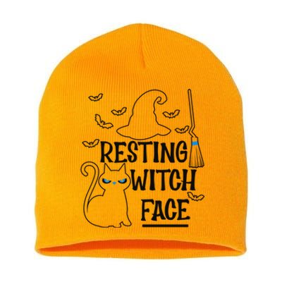 Resting Witch Face Halloween Design Gift Short Acrylic Beanie