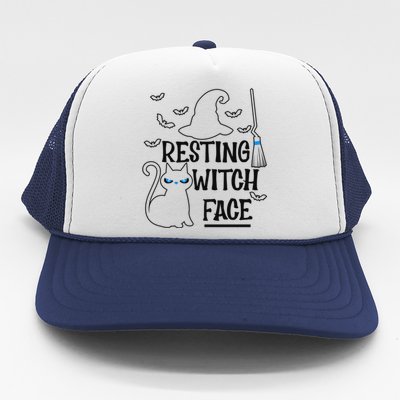 Resting Witch Face Halloween Design Gift Trucker Hat