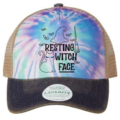 Resting Witch Face Halloween Design Gift Legacy Tie Dye Trucker Hat