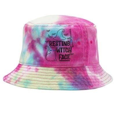 Resting Witch Face Halloween Design Gift Tie-Dyed Bucket Hat