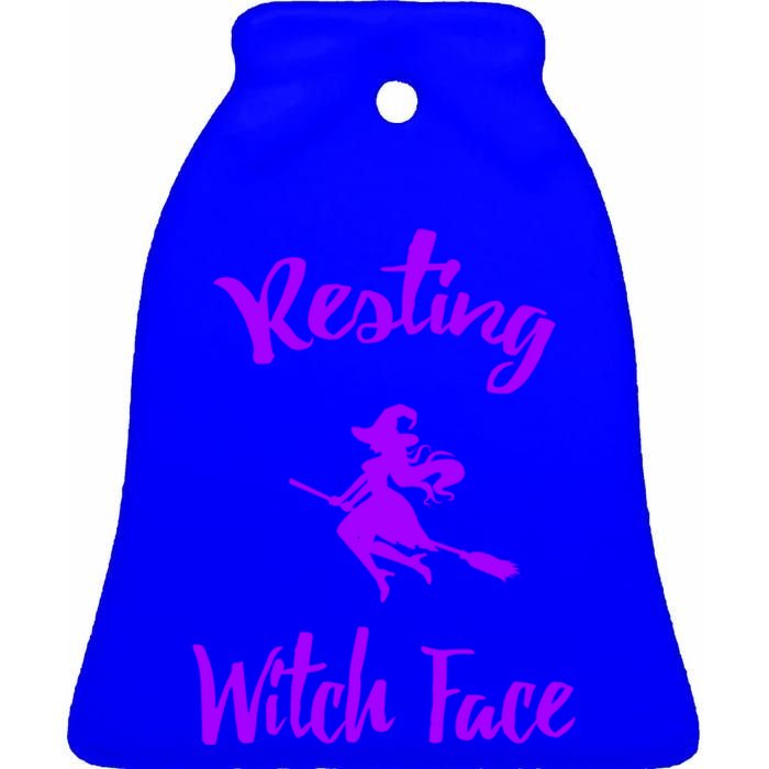 Resting Witch Face Funny Halloween Hallows Eve Ghoulish Funny Gift Ceramic Bell Ornament