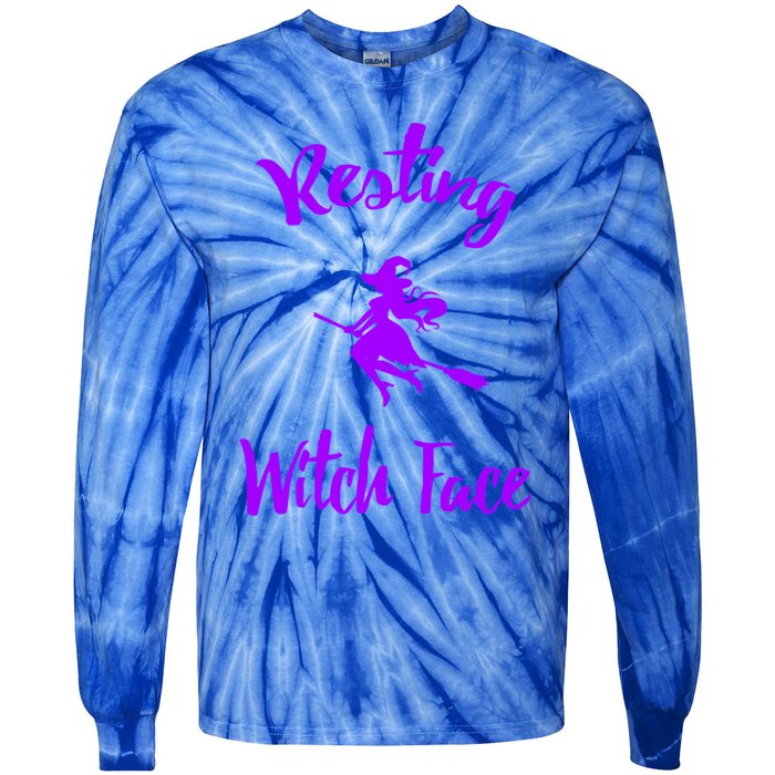 Resting Witch Face Funny Halloween Hallows Eve Ghoulish Funny Gift Tie-Dye Long Sleeve Shirt