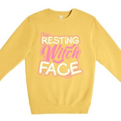 Resting Witch Face Design Halloween Costume Gift Premium Crewneck Sweatshirt