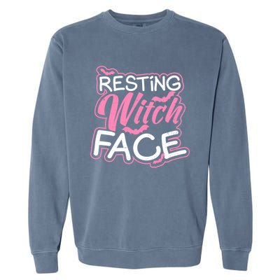 Resting Witch Face Design Halloween Costume Gift Garment-Dyed Sweatshirt