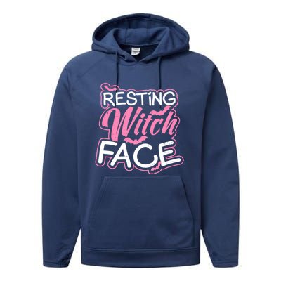 Resting Witch Face Design Halloween Costume Gift Performance Fleece Hoodie