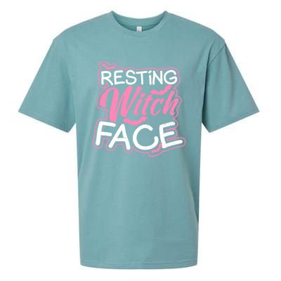 Resting Witch Face Design Halloween Costume Gift Sueded Cloud Jersey T-Shirt