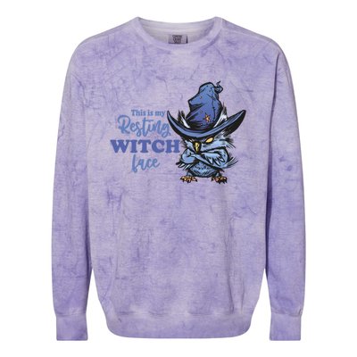 Resting Witch Face Funny Halloween Owl And Witch Hat Cute Gift Colorblast Crewneck Sweatshirt