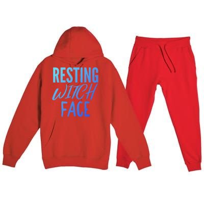 Resting Witch Face Funny Halloween Funny Gift Premium Hooded Sweatsuit Set