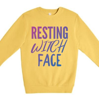 Resting Witch Face Funny Halloween Funny Gift Premium Crewneck Sweatshirt