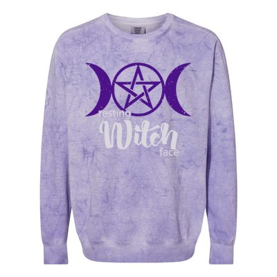 Resting Witch Face Wiccan Occult Pagan Gift Colorblast Crewneck Sweatshirt