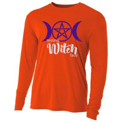 Resting Witch Face Wiccan Occult Pagan Gift Cooling Performance Long Sleeve Crew