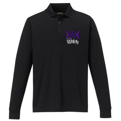 Resting Witch Face Wiccan Occult Pagan Gift Performance Long Sleeve Polo