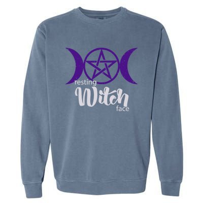 Resting Witch Face Wiccan Occult Pagan Gift Garment-Dyed Sweatshirt