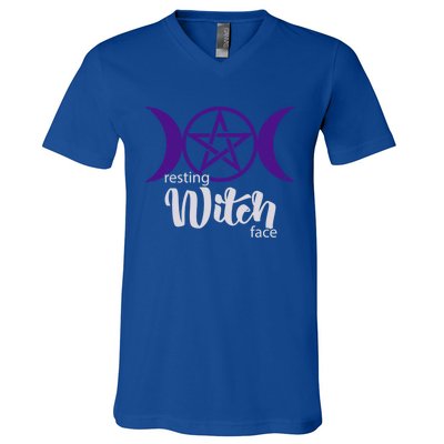 Resting Witch Face Wiccan Occult Pagan Gift V-Neck T-Shirt