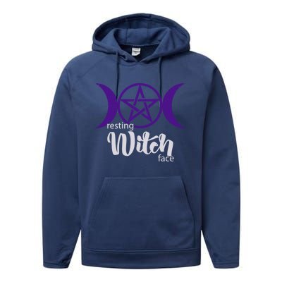 Resting Witch Face Wiccan Occult Pagan Gift Performance Fleece Hoodie