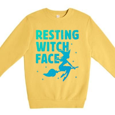 Resting Witch Face Gift Witches Halloween Costume Gift Premium Crewneck Sweatshirt