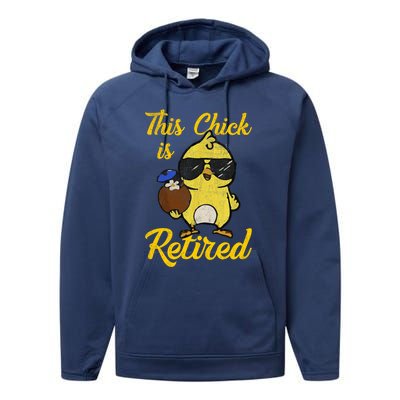 Retired Women Funny Retirement Performance Fleece Hoodie