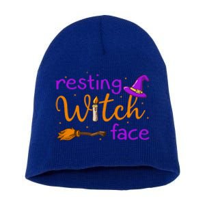 Resting Witch Face Funny Witch Halloween Costume Funny Gift Short Acrylic Beanie