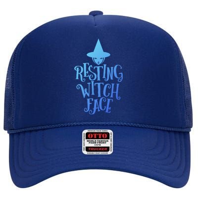 Resting Witch Face Funny Halloween Cool Gift High Crown Mesh Back Trucker Hat