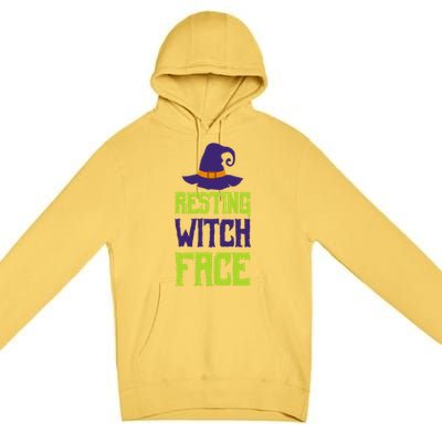 Resting Witch Face Halloween Costume Witchy Hat Gift Premium Pullover Hoodie