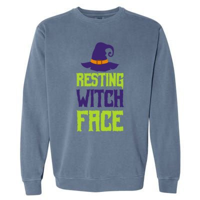 Resting Witch Face Halloween Costume Witchy Hat Gift Garment-Dyed Sweatshirt