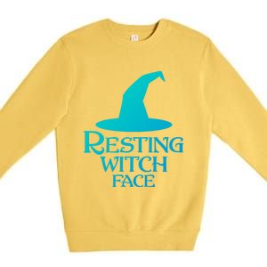 Resting Witch Face Silly Halloween Gift Premium Crewneck Sweatshirt