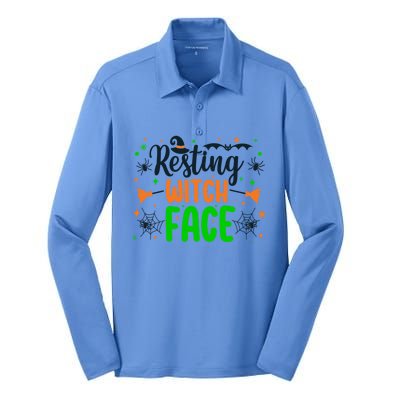 Resting Witch Face Spooky Halloween Vibes Meaningful Gift Silk Touch Performance Long Sleeve Polo