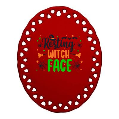 Resting Witch Face Spooky Halloween Vibes Meaningful Gift Ceramic Oval Ornament