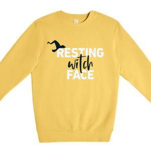 Resting Witch Face Halloween Witch Hat Black Gift Premium Crewneck Sweatshirt