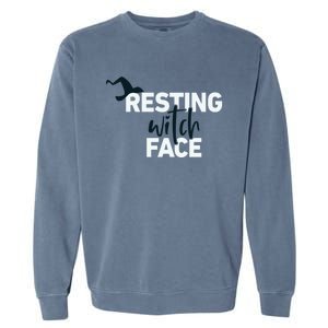 Resting Witch Face Halloween Witch Hat Black Gift Garment-Dyed Sweatshirt