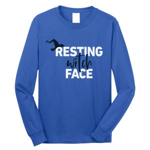 Resting Witch Face Halloween Witch Hat Black Gift Long Sleeve Shirt