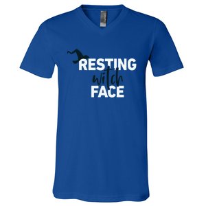 Resting Witch Face Halloween Witch Hat Black Gift V-Neck T-Shirt