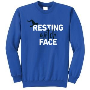 Resting Witch Face Halloween Witch Hat Black Gift Tall Sweatshirt