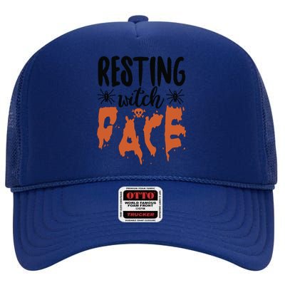 Resting Witch Face Halloween Humor Gift High Crown Mesh Back Trucker Hat