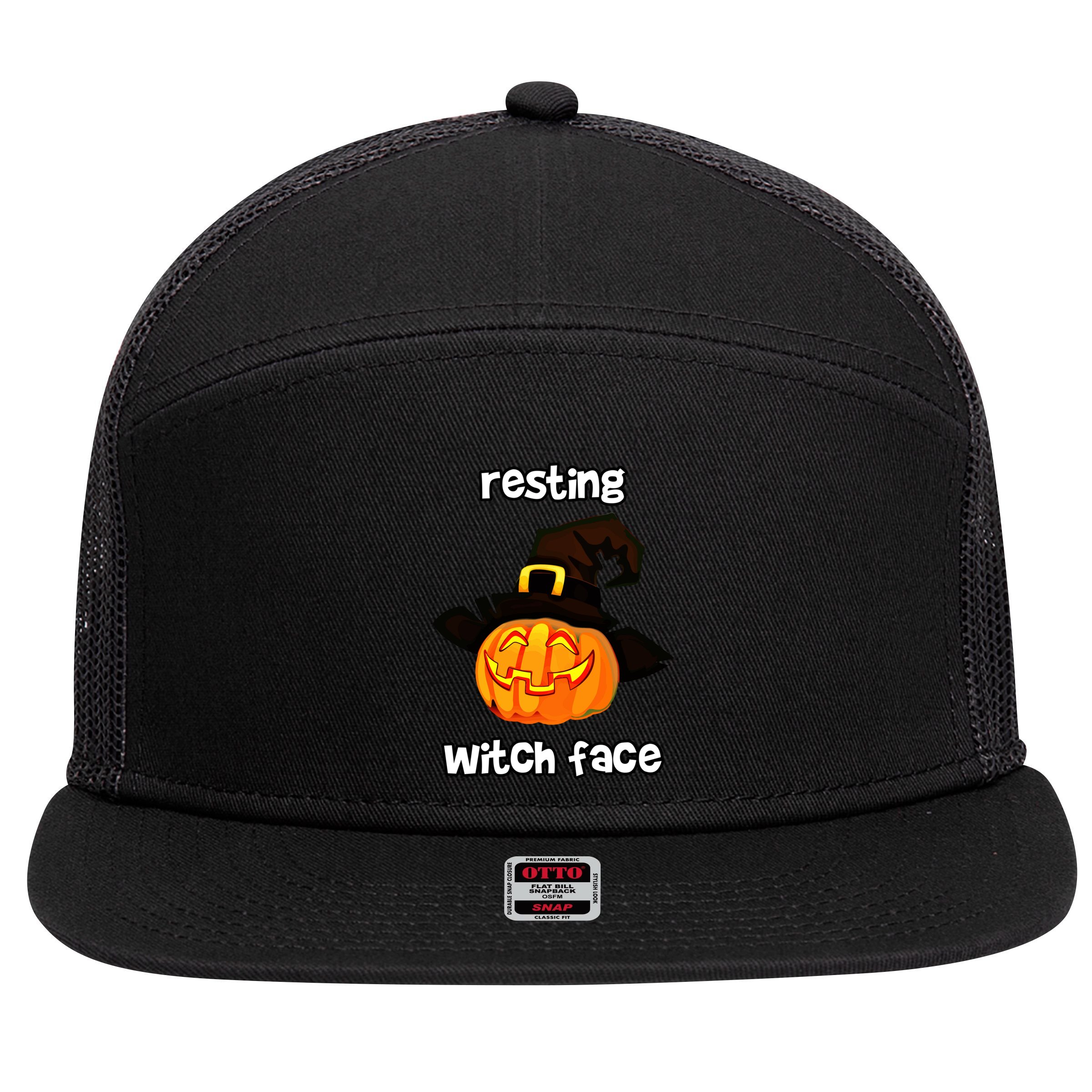 Resting Witch Face Great Gift 7 Panel Mesh Trucker Snapback Hat