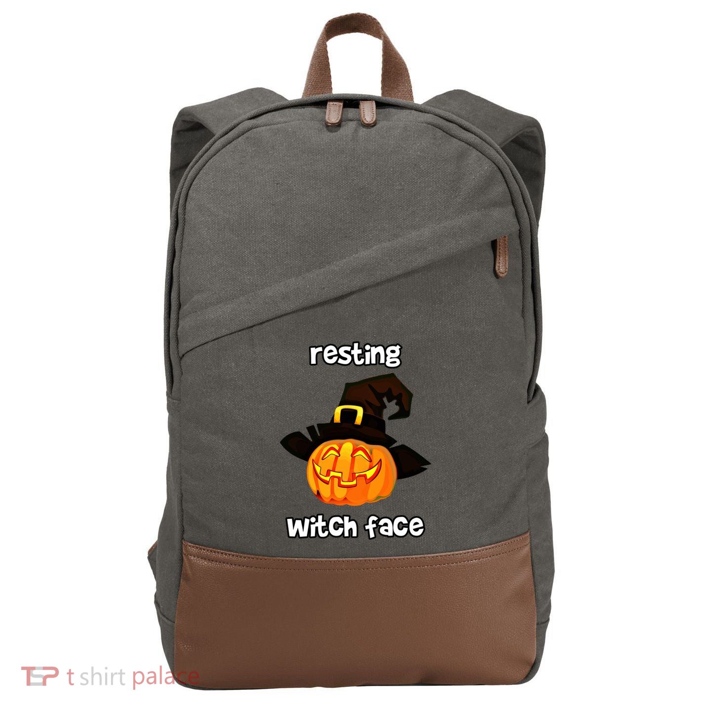 Resting Witch Face Great Gift Cotton Canvas Backpack