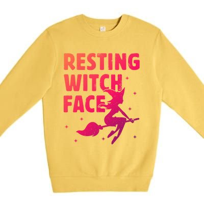 Resting Witch Face Gift Witches Halloween Costume Gift Premium Crewneck Sweatshirt