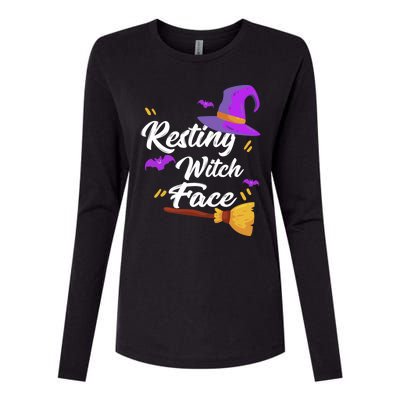 Resting Witch Face Gift Broomstick Fun Spooky Party Gift Womens Cotton Relaxed Long Sleeve T-Shirt